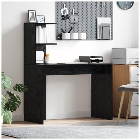 Scrivania rovere nero Rovere nero MDF, laminato Compatta Scaffali - Foto 2
