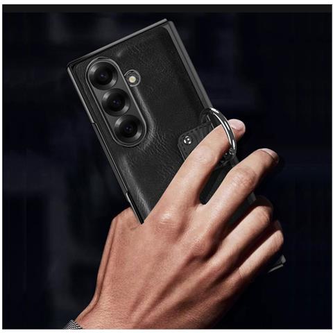 Custodia Nera In Pelle Pc Per Samsung Galaxy Z Fold2 Con Supporto - Foto 4