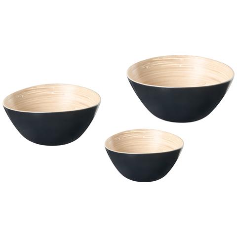 Set Di 3 Ciotole Decorative Bonheur Legno Di Bambù Nero - Foto 2