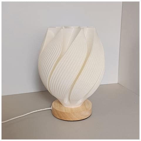 Lampada Da Scrivania Usb Dimmerabile Stampata In 3d Con Base In Legno - Moderna Luce Notturna Da Comodino - Foto 2