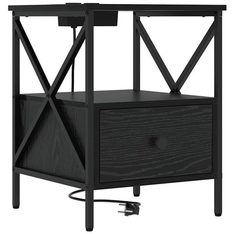 Armadio da Notte con cassetto Rovere nero 41.5 x 40.5 x 55 cm - Foto 1