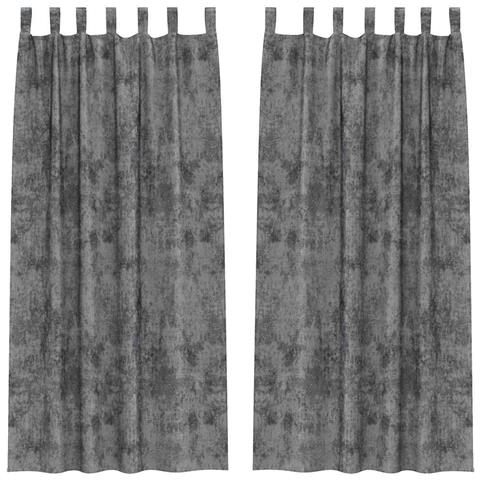 Tenda con tende 2 pcs Grigio 225 x 140 cm Velluto - Foto 1
