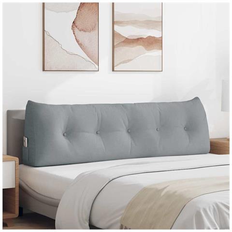 Cuscino per Schiena Grigio chiaro 160 x 24 x 50 cm Tessuto - Foto 2