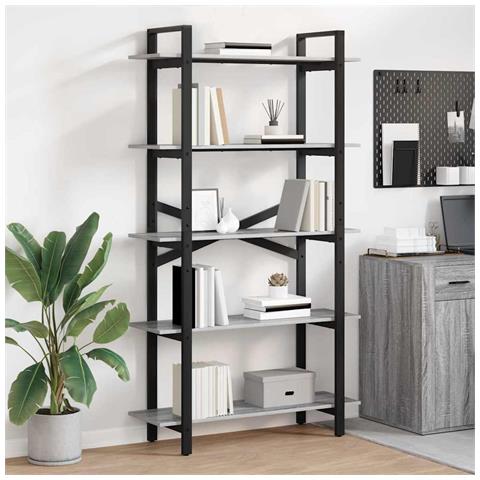 Libreria Grigio Sonoma 100 x 33,5 x 178 cm Legno multistrato - Foto 2