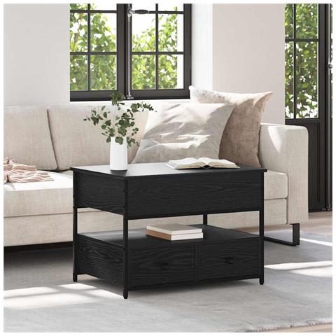 Tavolino da salotto con cassetto Rovere Nero 70 x 50 x 54.5 cm - Foto 2
