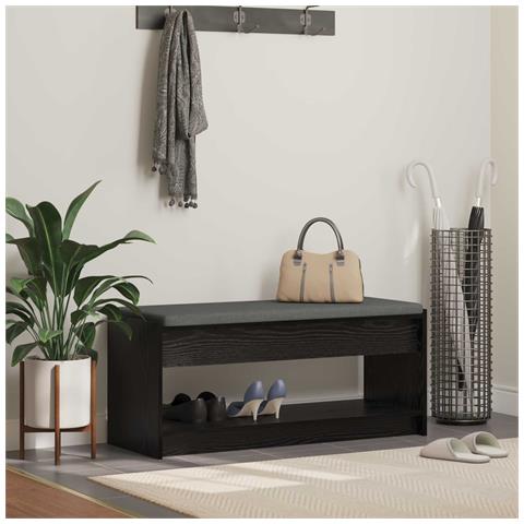 Panca per ingresso con cuscino Rovere Nero 103 x 38 x 45 cm - Foto 2