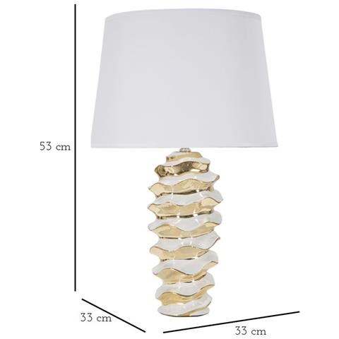 Lampada Da Tavolo Glam Space In Ceramica Bianca E Oro Con Paralume - Foto 6