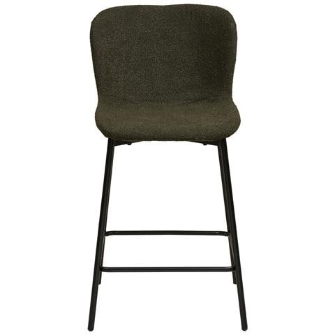 Set 2 Sgabelli Counter Maceda In Bouclé Verde Scuro Con Gambe Nere 47x55x95 Cm - Foto 2