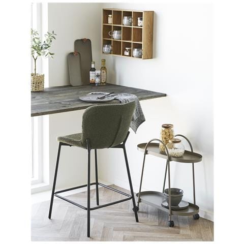 Set 2 Sgabelli Counter Maceda In Bouclé Verde Scuro Con Gambe Nere 47x55x95 Cm - Foto 6