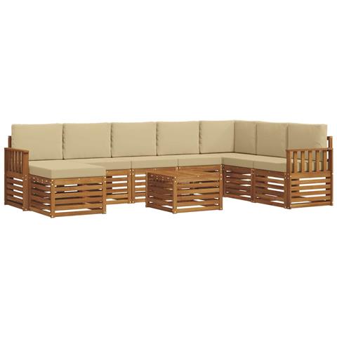 Set divani 9 pcs Naturale e Beige Legno di Acacia Massello - Foto 1