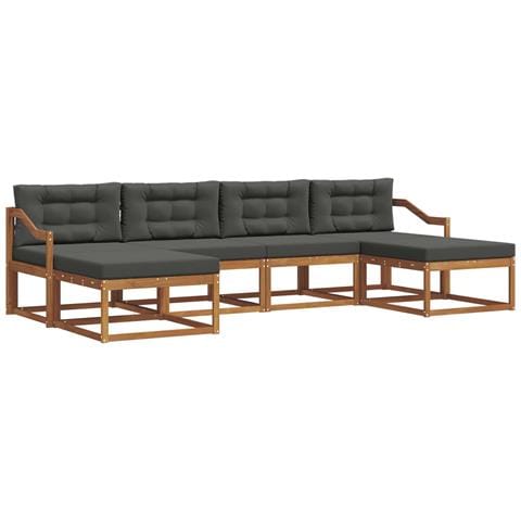 Set di divani da esterno con cuscino 6 pcs Naturale e Antracite - Foto 1