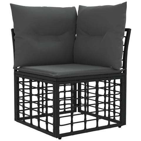 Set di divani da esterno 5 pcs Nero e Grigio scuro Poliestere - Foto 2