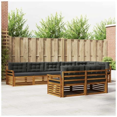 Set di divani da esterno con cuscino 8 pcs Naturale e Antracite - Foto 2