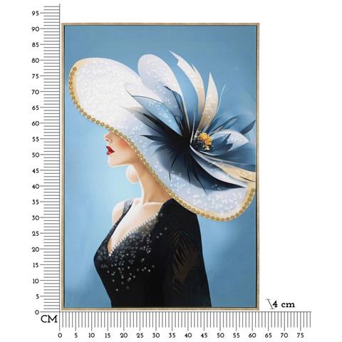Dipinto Su Tela Dori B Dama Con Cappello Fiorito, 62x92 Cm - Foto 8