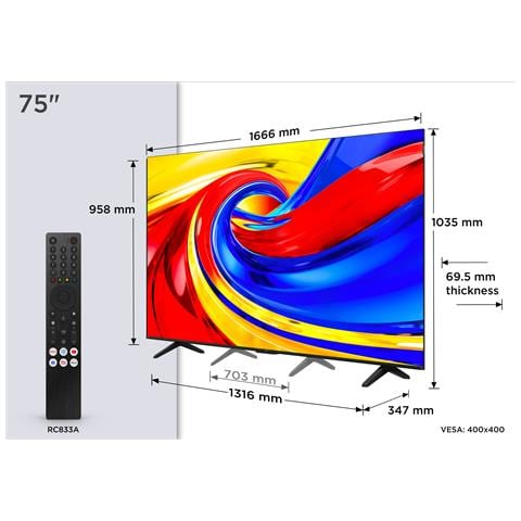 P7L TV 75P7L 75” QLED, 4K HDR, Direct LED, Google TV, Dolby Vision & Atmos, HDR10+, Game Master, VRR - Foto 2