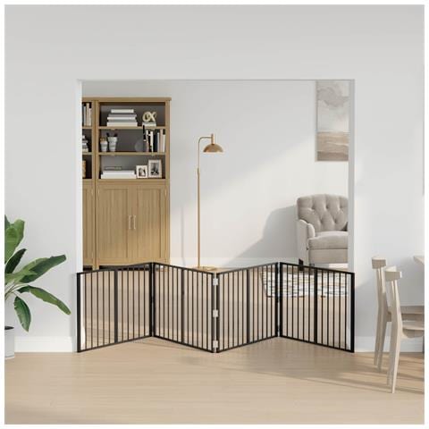Cancello per cani 4 pcs Nero 100 x 60 cm Acciaio zincato - Foto 2