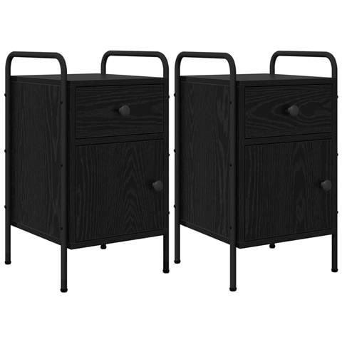 Armadio da Notte 2 pz Rovere Nero 35 x 36,5 x 61 cm - Foto 1