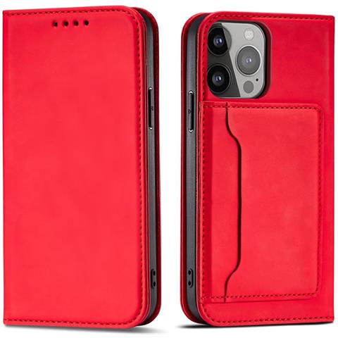 Custodia Magnetica Per Samsung Galaxy S23+ Con Copertura Pieghevole, Supporto Per Portafoglio, Rossa. - Foto 1