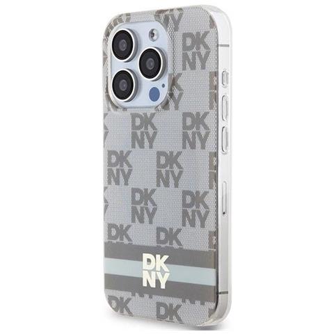 Dkny Iml Custodia Per Iphone 15 Pro Max Con Motivo Tinta Unita E Strisce Stampate Magsafe - Colore Sabbia - Foto 1