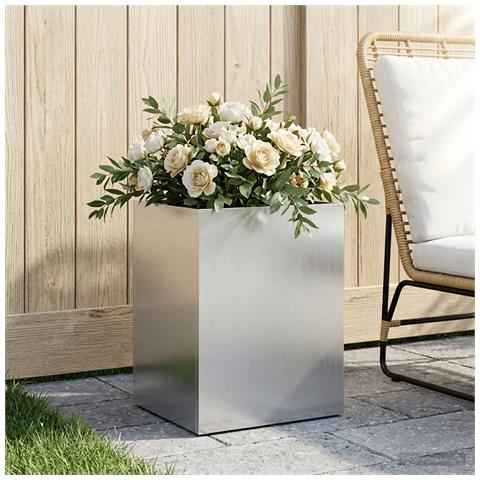 Vaso da giardino Argento 40 x 30 x 40 cm Acciaio zincato - Foto 2
