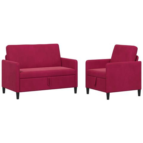 Set di Divani con Storage 2 pz Rosso Vino Poliestere - Foto 1