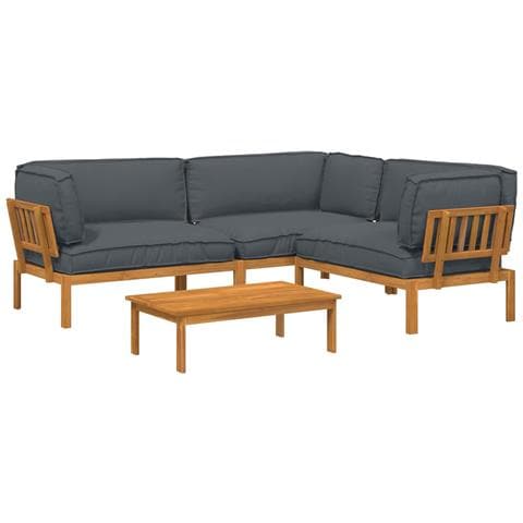 Set di divani 4 pz Antracite Legno di Acacia Massello - Foto 1