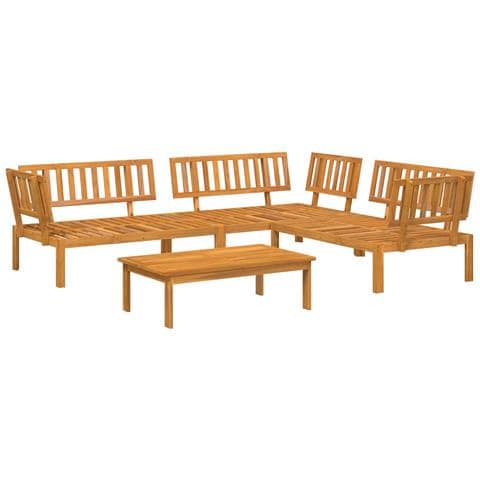 Set di divani 4 pz Antracite Legno di Acacia Massello - Foto 10