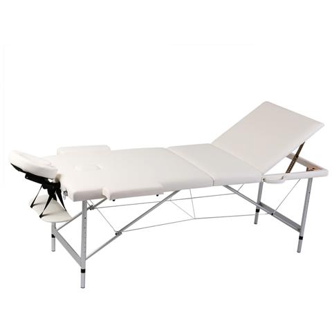 Lettino Massaggio Pieghevole Bianco Crema 3 Zone Con Telaio Alluminio - Foto 1
