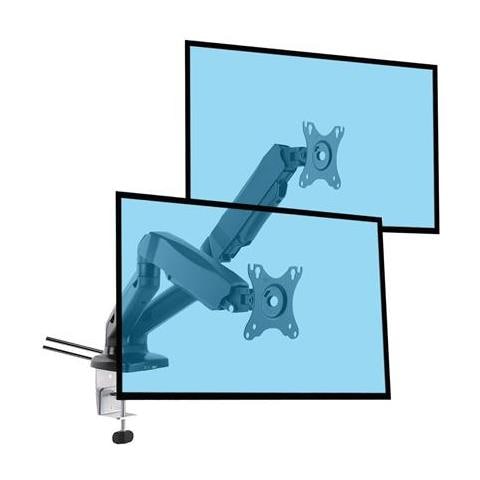 KIMEX 015-1256 Supporto Da Scrivania Per 4 Monitor PC 13-24'' - Regolabile In Altezza, Inclinabile, Con Gestione Cavi, VESA 75x75/100x100
