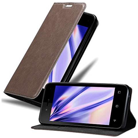 Custodia Compatibile Con Wiko Sunny 3 Mini In Bruno Caffè - Coperchio Protettiva Con Chiusura Magnetica, Funzione Stand E Tasca Per Le Carte - Foto 1