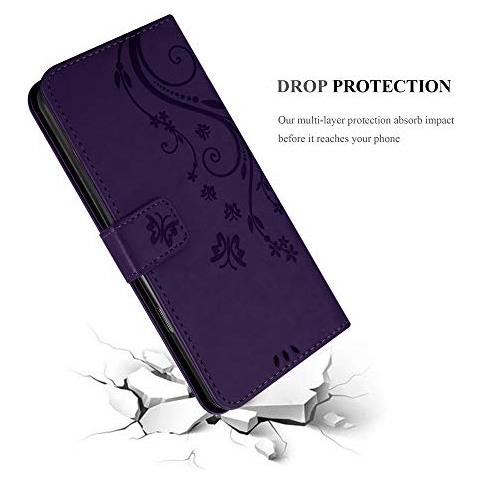 Cadorabo Custodia Compatibile Con Sony Xperia Xz2 In Lilla Scuro Fiore - Coperchio Protettivo In Design Floreale Con Chiusura Magnetica, Funzione Stand E Slot Per Carte - Foto 2