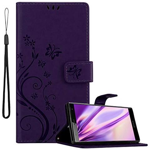 Cadorabo Custodia Compatibile Con Sony Xperia Xz2 In Lilla Scuro Fiore - Coperchio Protettivo In Design Floreale Con Chiusura Magnetica, Funzione Stand E Slot Per Carte - Foto 1