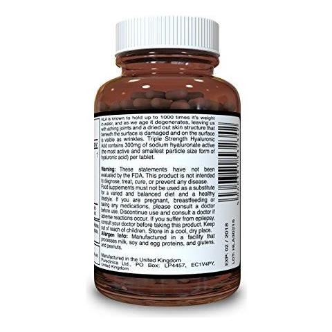 Acido Ialuronico 300mg X 360 Compresse (2 Flaconi Da 180 Compresse A Bottiglia - 6 Mesi Di Fornitura). Forza Triple Acido Ialuronico. 300 Forte Di Qualsiasi Altro Hla Tablet. Sku Hla3x2 - Foto 4