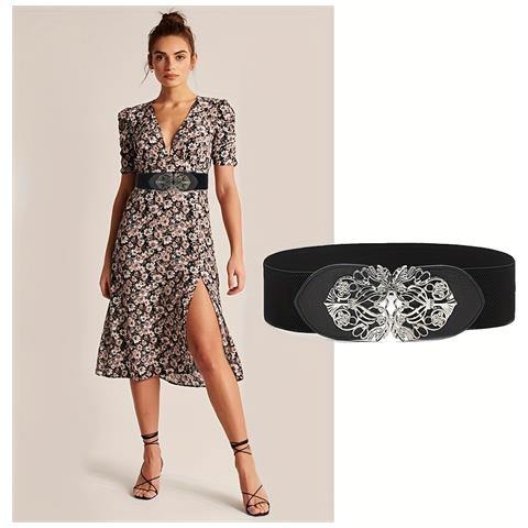 Cintura Elastica / Cintura In Vita Con Bella Fibbia Black - Foto 6