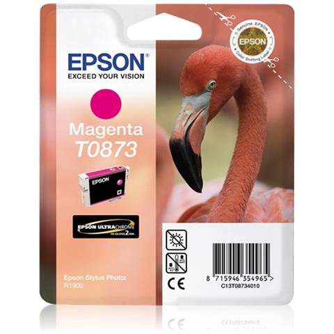 T0873 Flamingo Cartuccia Ink Originale Magenta per Stylus Photo R1900 11,4 ml - Foto 1