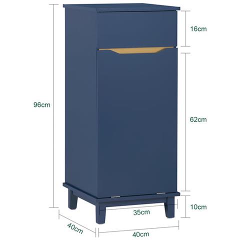 Mobile Lavanderia Con Sacco Portabiancheria Pieghevole Cesto Portabiancheria Mobile Bagno Blu, 40x40x96cm, Bzr114-b - Foto 2