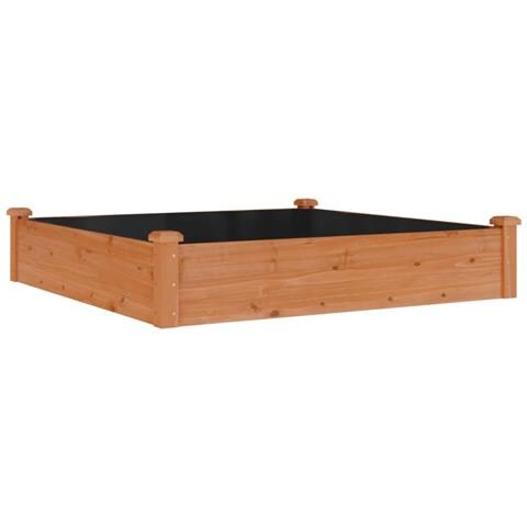 Fioriera Da Giardino Fodera Marrone 120x120x25cm Massello Abete - Foto 1