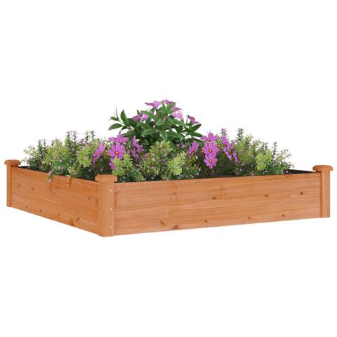 Fioriera Da Giardino Fodera Marrone 120x120x25cm Massello Abete - Foto 2