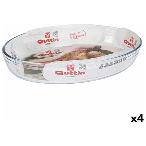 Pirofila Da Forno Quttin Trasparente Vetro Ovale 4,5 L 39,6 X 27,35 X 6,6 (4 Unità) - Foto 1