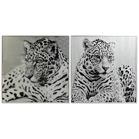 Quadro Dkd Home Decor 100 X 2,5 X 100 Cm Leopardo Coloniale (2 Unità) - Foto 1