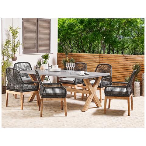 Set Da Pranzo Da Giardino In Cemento Con 6 Sedie Nero Olbia - Foto 1