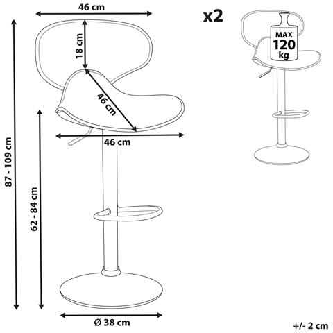 Set Di 2 Sedie Alte Conway Pelle Sintetica Beige Chiaro - Foto 2