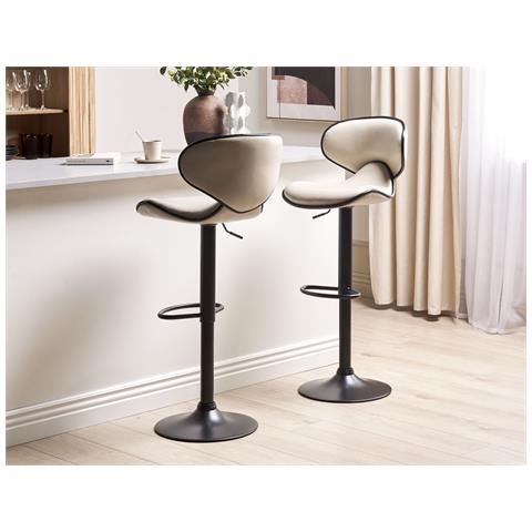 Set Di 2 Sedie Alte Conway Pelle Sintetica Beige Chiaro - Foto 1