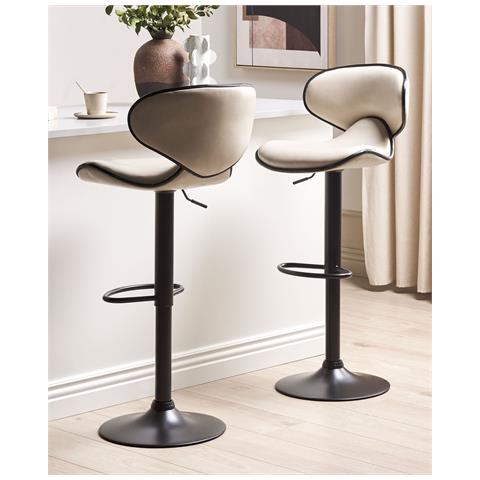 Set Di 2 Sedie Alte Conway Pelle Sintetica Beige Chiaro - Foto 8