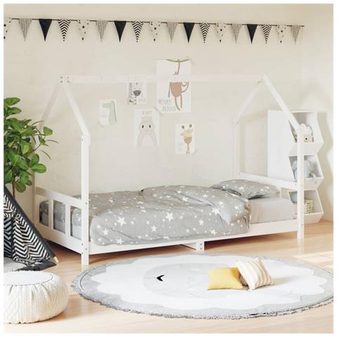 Giroletto per Bambini Bianco 90x190cm in Legno Massello di Pino - Foto 1