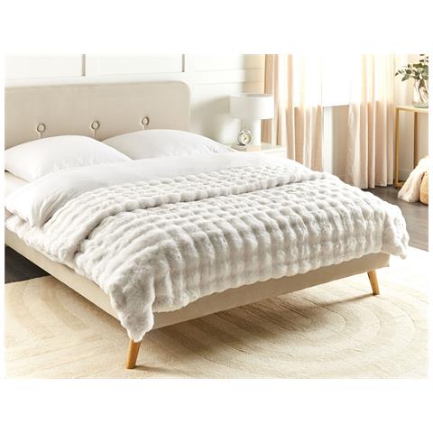 Coperta Salka Finta Pelliccia 200 X 220 Cm Bianco - Foto 1