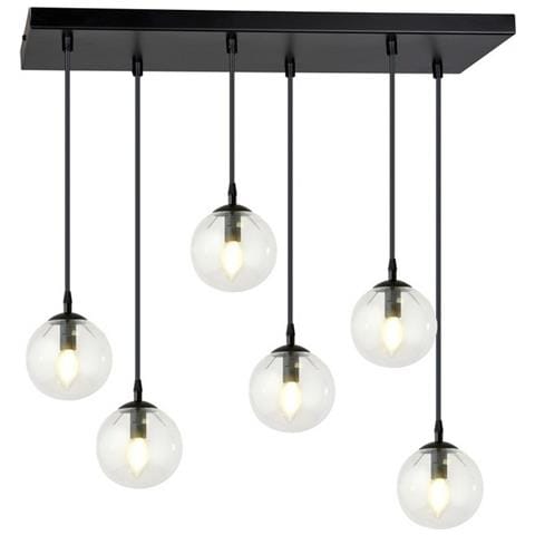 Lampada A Sospensione Cosmo - Nero - Acciaio Verniciato A Polvere, Vetro - 65x120x22 Cm - Foto 1