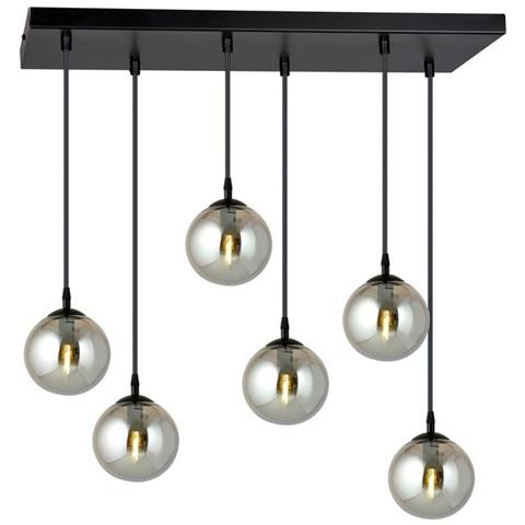 Lampada A Sospensione Cosmo - Nero - Acciaio Verniciato A Polvere, Vetro - 65x120x22 Cm - Foto 2