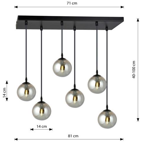 Lampada A Sospensione Cosmo - Nero - Acciaio Verniciato A Polvere, Vetro - 65x120x22 Cm - Foto 8