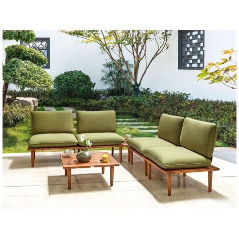 Set Da Giardino Con Tavolo 4 Posti Frascati Modulare Legno Di Acacia Certificato Verde Oliva - Foto 1